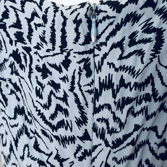 HVN Olympia Printed Sleeveless Gown Dress With Ruffle Hem In Blue Size 4 - Picture 9 of 14